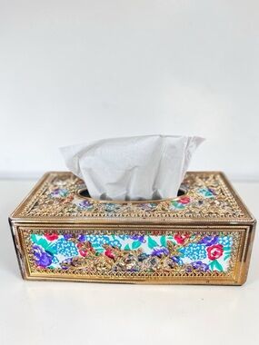 Vintage Floral Tissue Box Cover for Bathroom Vanity Decor Gift